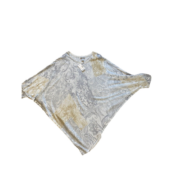 Catherines Poncho Sweater Women Size 4x/5x Gray Silver Gold Knit Pullover Casual - Picture 12 of 12